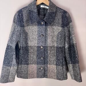 Avoca Ireland Gray Wool Plaid Check Jacket